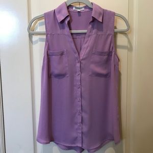 Lilac sleeveless button-down portofino shirt